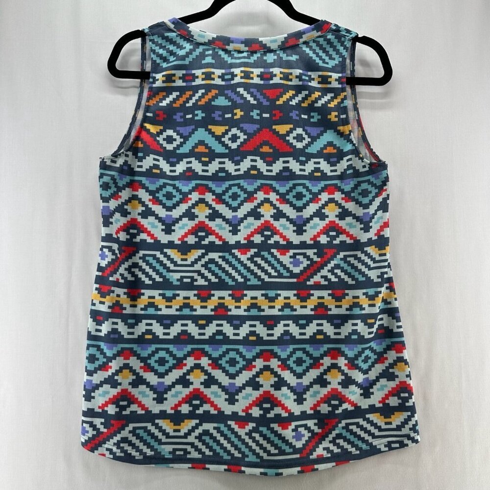 Roper Tank Top Womens Size L Southwestern Aztec V-Neck Sleeveless Shell Blue - Picture 3 of 11